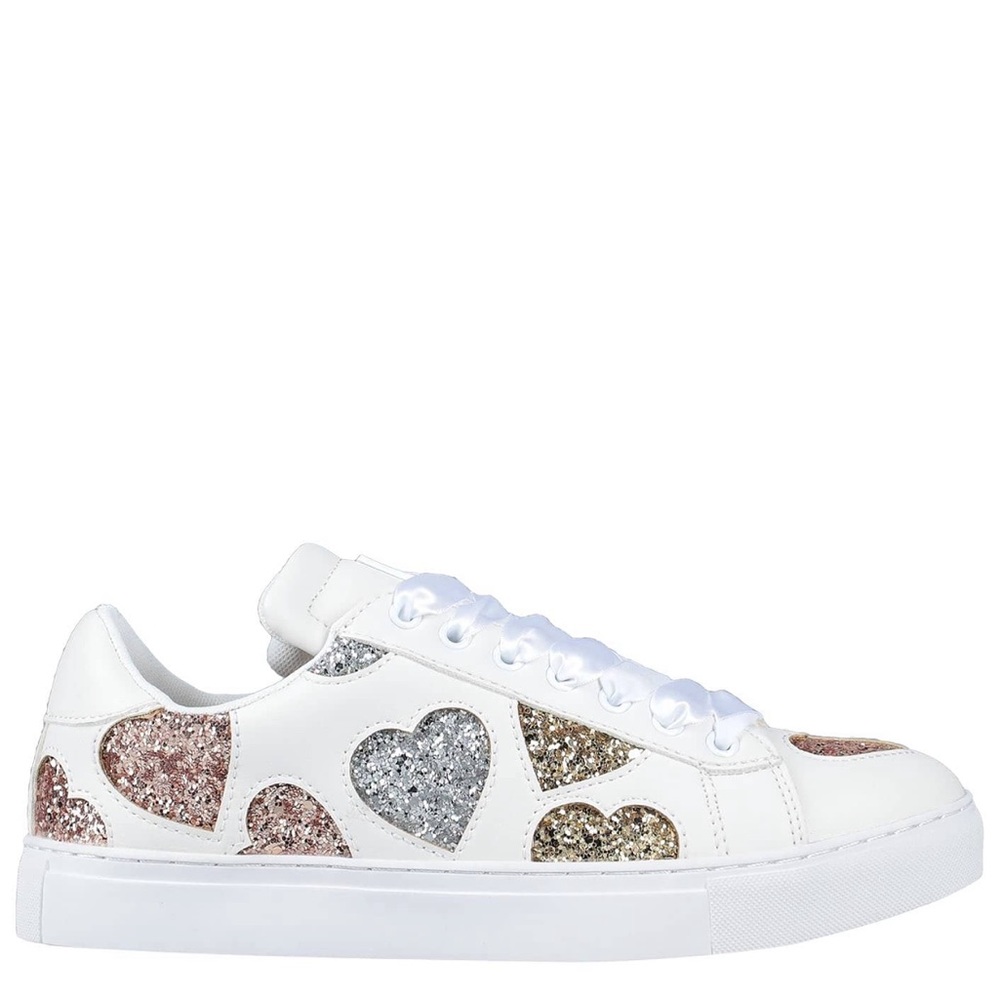 Colors of California Sneakers with Multi Glitter Glittery Hearts, Size 8, EU 38!